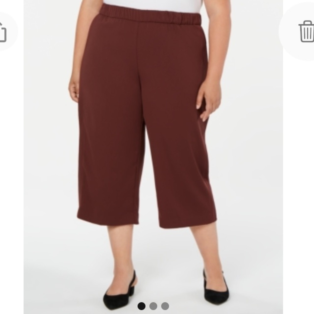 NEW Alfani Culotte Graphic Oasis Crop Pull On Pants, Size 2X, Dark Fudge